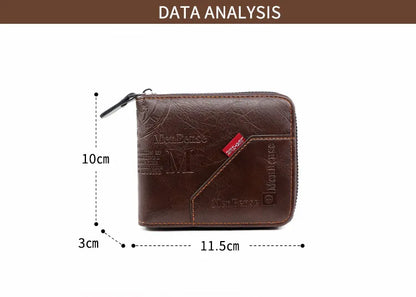 New Men Zipper Wallets Short Card Holder Vintage Male Wallet High Quality PU Leather Classic Coin Pocket Wallet For Boys - Smarsty