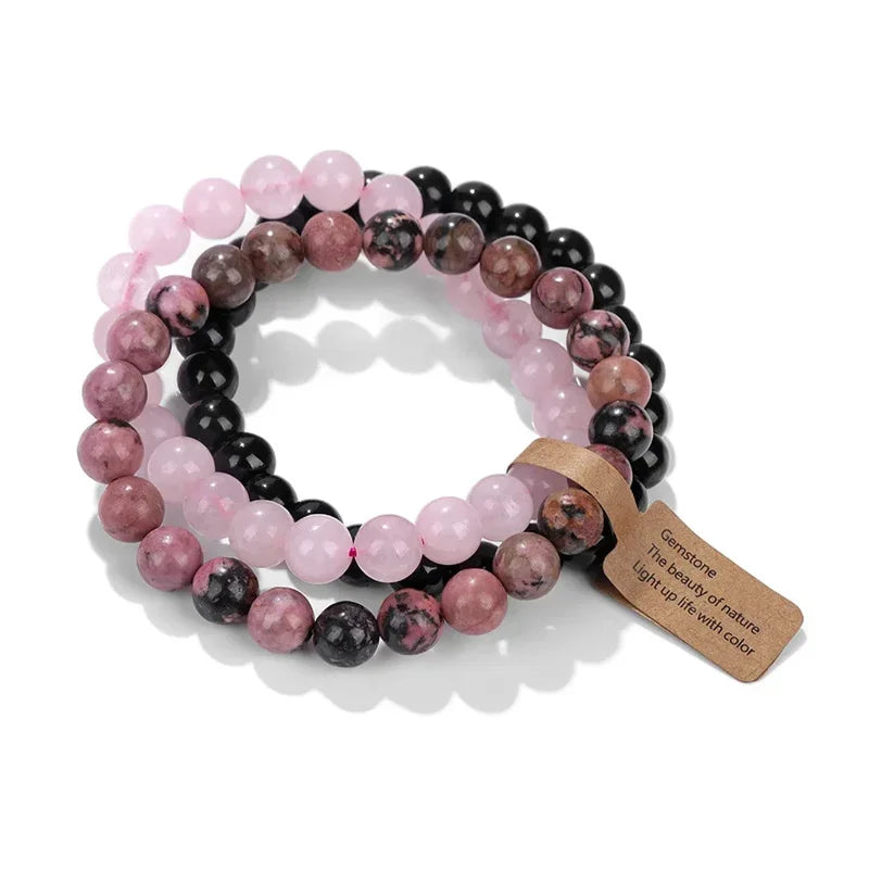 Natural Amethyst Crystal Beads Women's Bracelet Multi Layered Design - Smarsty