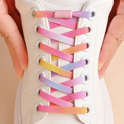 1Pair No Tie Shoe Laces Colorful Buckle Shoelaces Pearl Light Colorful Fashion Without Ties Elastic Laces Sneaker Kids Adult - Smarsty