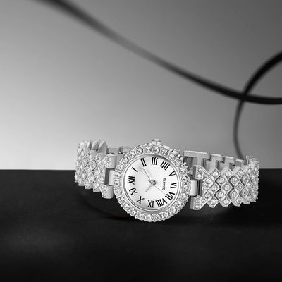 Luxury Silver Women's Quartz Watch Set for Her - Smarsty