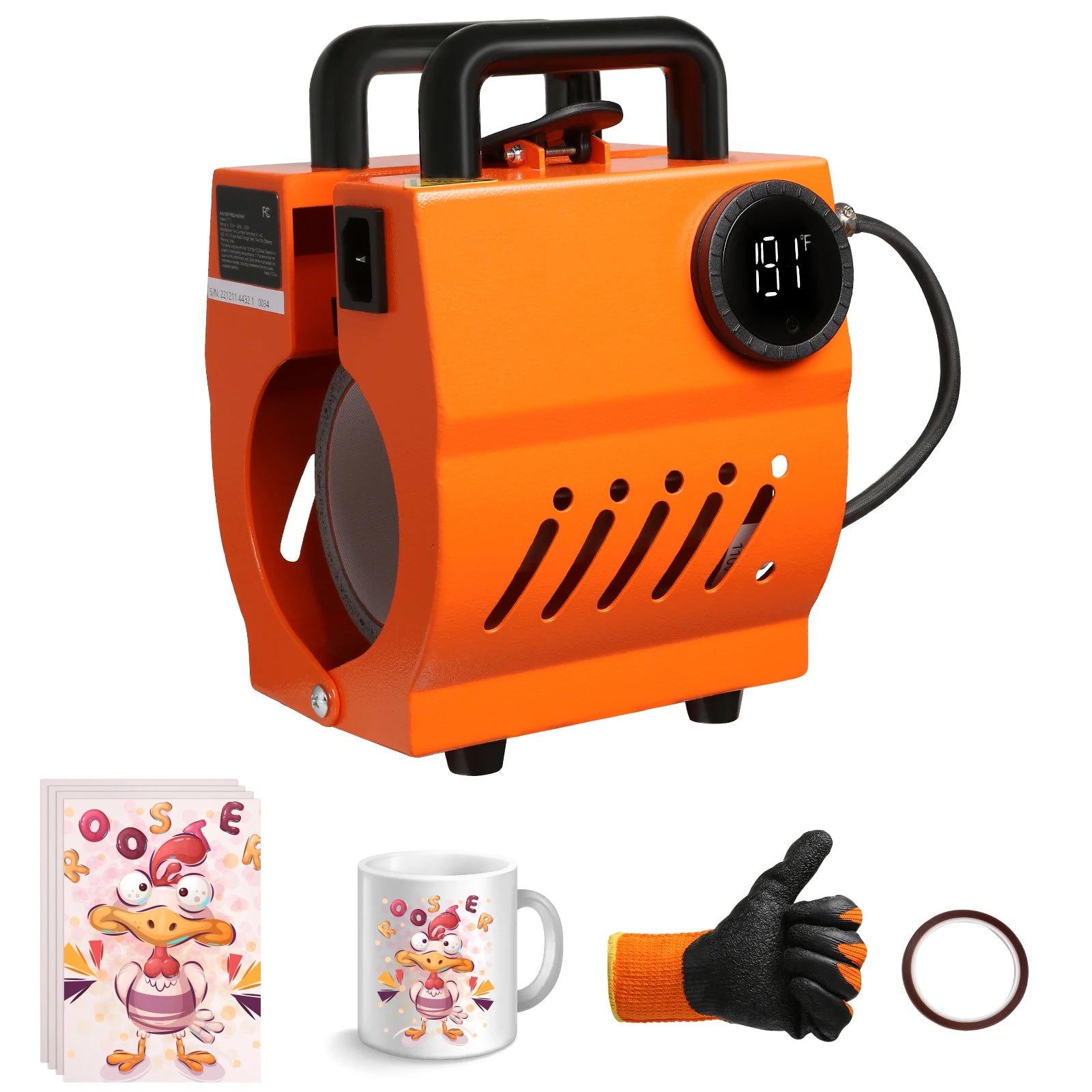 SucceBuy 11oz-15oz Mug Heat Press Mini Gift Ceramic Cup Presser Tumbler DIY Handheld Sublimation Blanks Auto Printing Machine