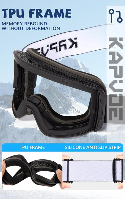 Kapvoe Photochromic Ski Goggles Magnetic Anti-Fog Lenses UV400 Protection Men Women Ski Goggles Snow Sunglasses Sports Eyewear