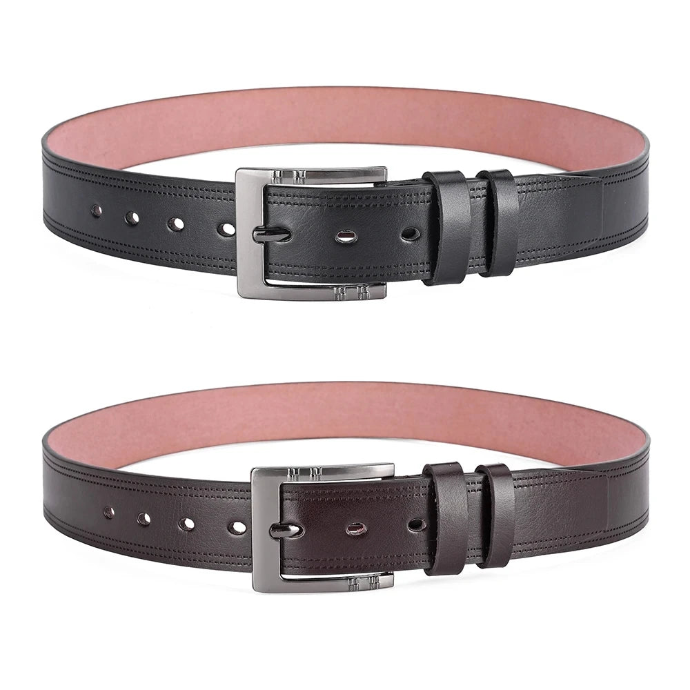 Genuine Leather Mens Casual Belt High Quality Buckle - Smarsty