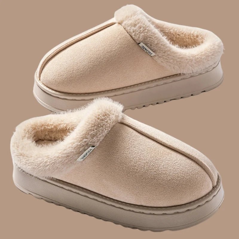 Women's Winter Slippers Non-Slip Indoor House Shoes, Plush Fleece Lined Warm Cotton Slippers with Soft Sole for Home Comfort - Smarsty