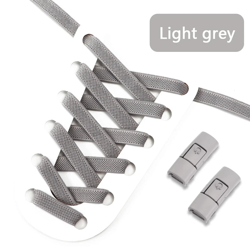 No Tie Shoe laces Press Lock Shoelaces without ties Elastic Laces Sneaker Kids Adult 8MM Widened Flat Shoelace for Shoes - Smarsty