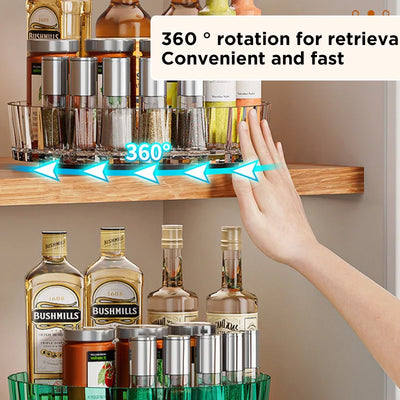 Rotating Tray Spice Rack Pantry Cabinet Turntable With Base Storage Bin Kitchen Organizer For Seasoning Cosmetic Storage Box by Smarsty