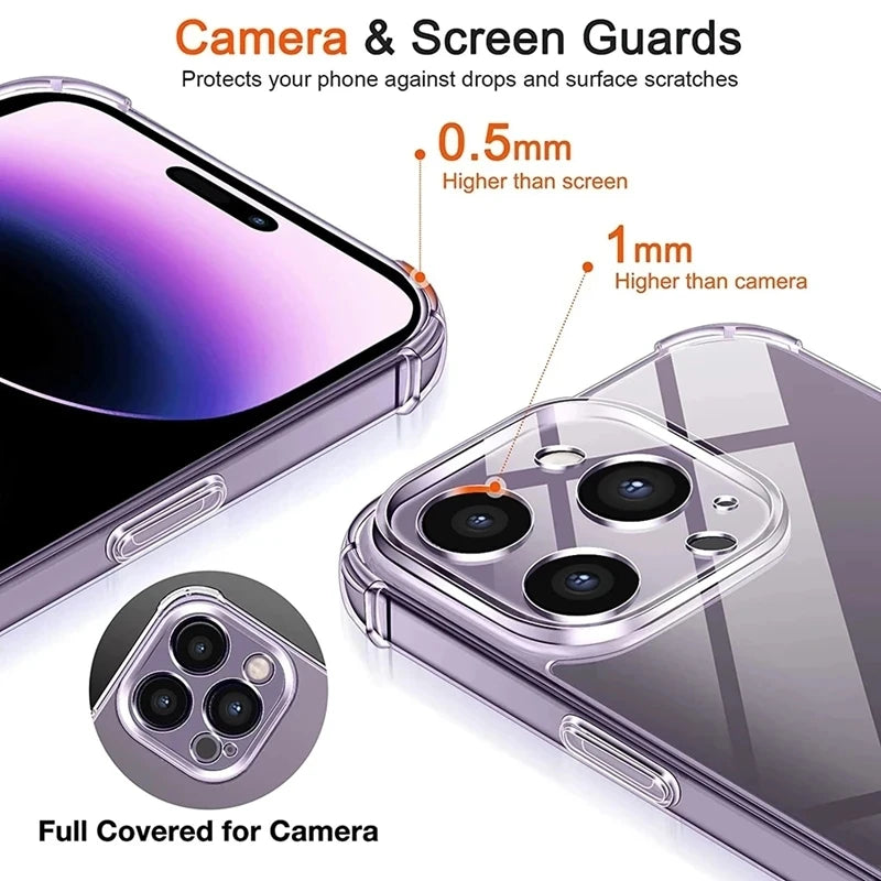 Shockproof Clear iPhone Case With Lens Protection Lens Shield - Smarsty