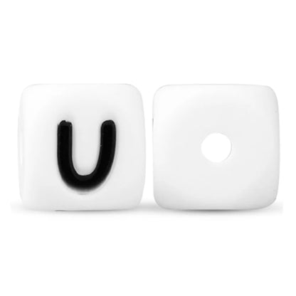 50Pcs Silicone Alphabet Beads White DIY Jewelry Making - Smarsty