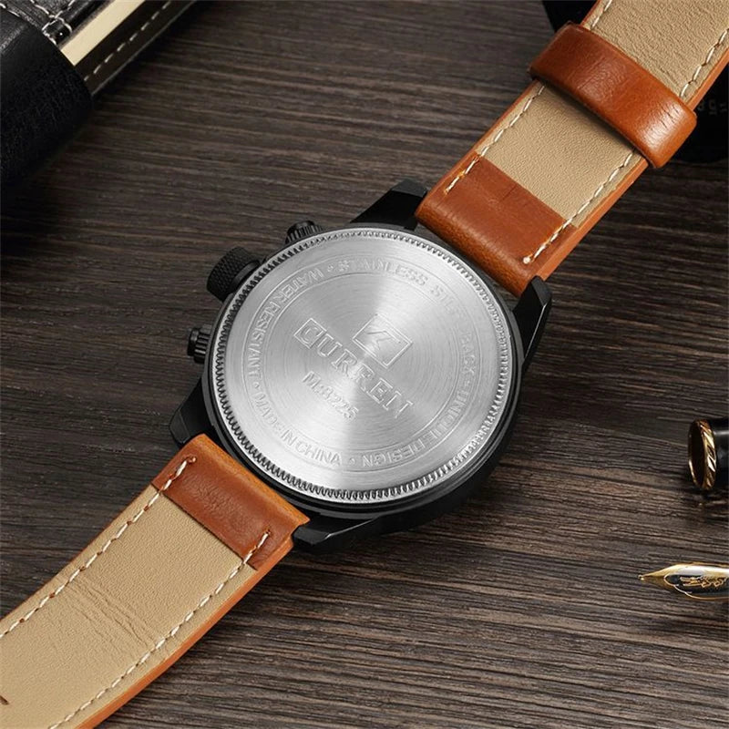 Elegant Multifunctional Men's Watch with Leather Strap - Smarsty
