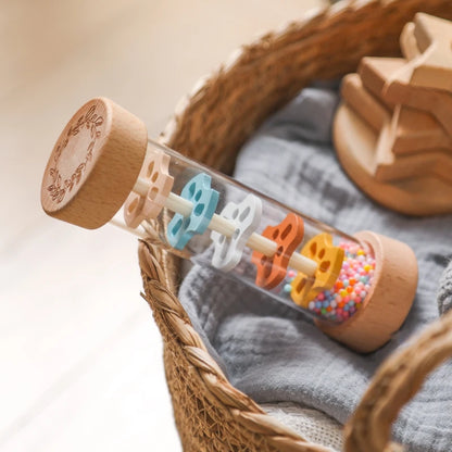 Montessori Baby Rain Stick Rainbow Hourglass Rain Music Rattle Baby Educational Toy Colorful Montessori Sensory Toys for Kids - Smarsty