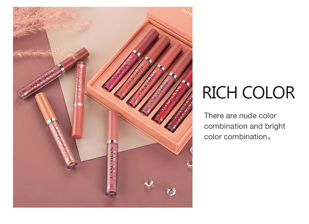 Handaiyan Set of 6 Long Lasting Non-Stick Lip Gloss - Smarsty