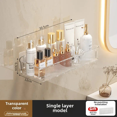 Wall mounted cosmetic and skincare storage rack for bathroom no need for drilling Multi functional kitchebathroom storage rackra by Smarsty