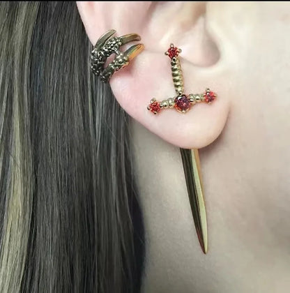 Gothic Sword Kinitial Piercing Earrings for Punk Style Lovers - Smarsty