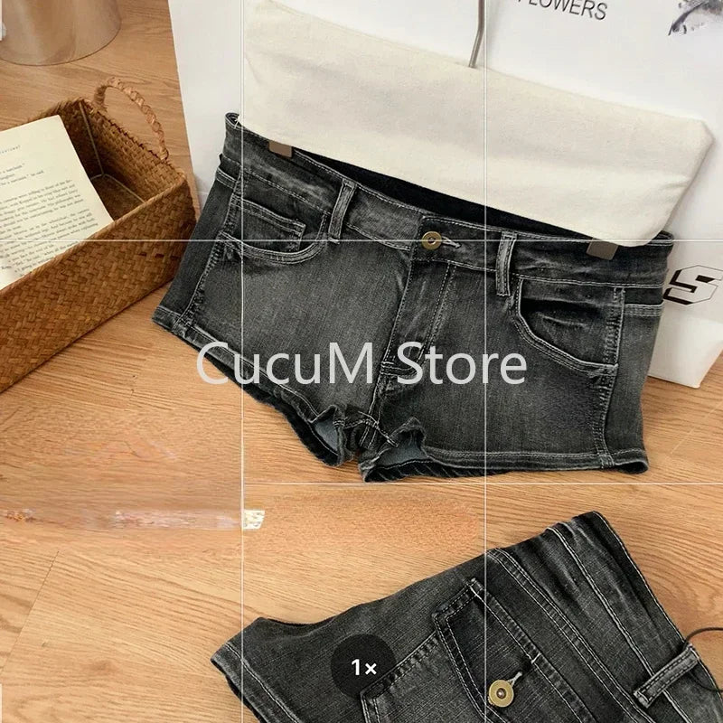Summer Women Y2k Streetwear Gyaru Harajuku Fashion Grunge Vintage Coquette Low Rise 2000s Jean Shorts Denim Hot Pants Japanese - Smarsty
