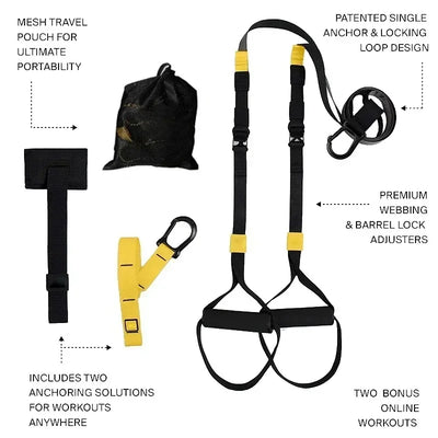 Suspension Training Strap Fitness Strength Power Suspension Trainer Adjustable Yoga Strap Wall Mount Professional Trx Tensioner by Smarsty