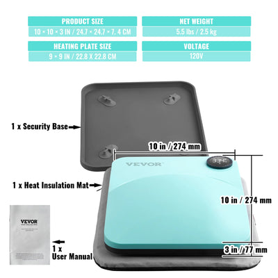 SucceBuy 9x9/12x10 in Portable Heat Press Machine DIY Shirt Printing Multifunctional Sublimation Transfer HTV Vinyl T-shirt Bag - Smarsty
