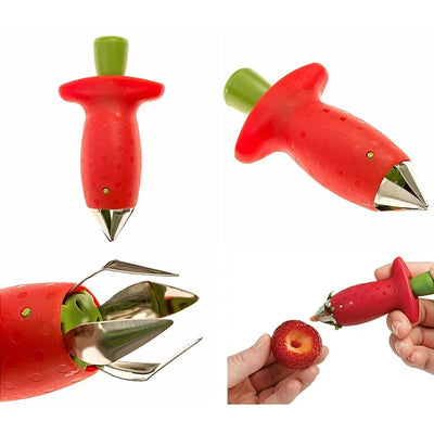 Strawberry Slicer Cutter Strawberry Corer Strawberry Huller Fruit Leaf Stem Remover Salad Cake Tools Kitchen Gadget Accessories by Smarsty