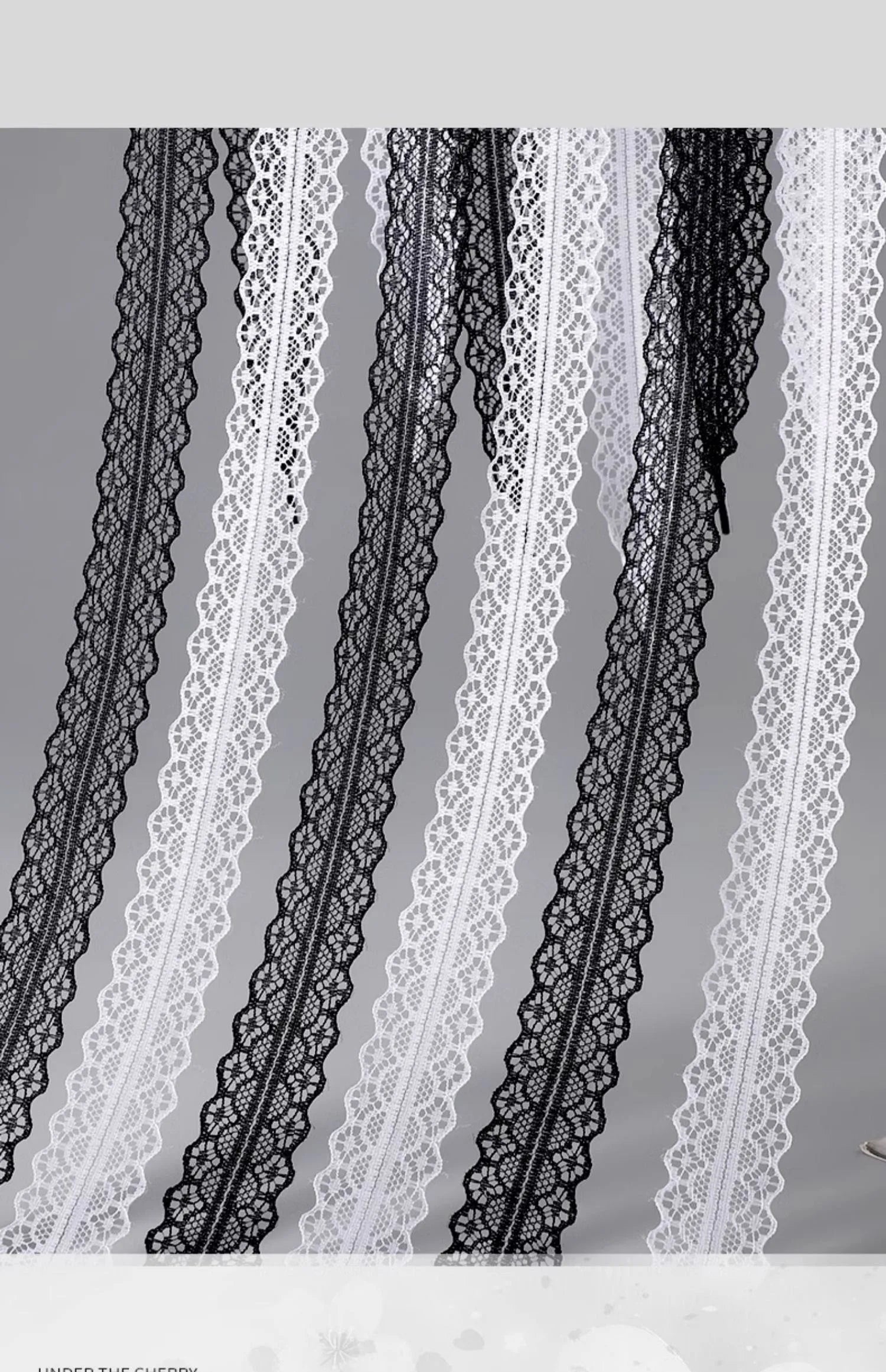 Fancy Lace Shoelaces for Women Casual Shoes 2.9CM Width Flat Shoelace for Sneakers Black White Shoe Laces Accessorices
