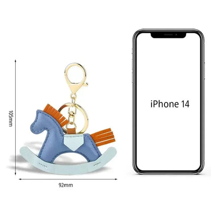 Women's Bag Charm Decoration Cartoon Rocking Wooden Horse Women's Leather Charm Bag Charm Key Chain Cute Bag Accessories Gifts