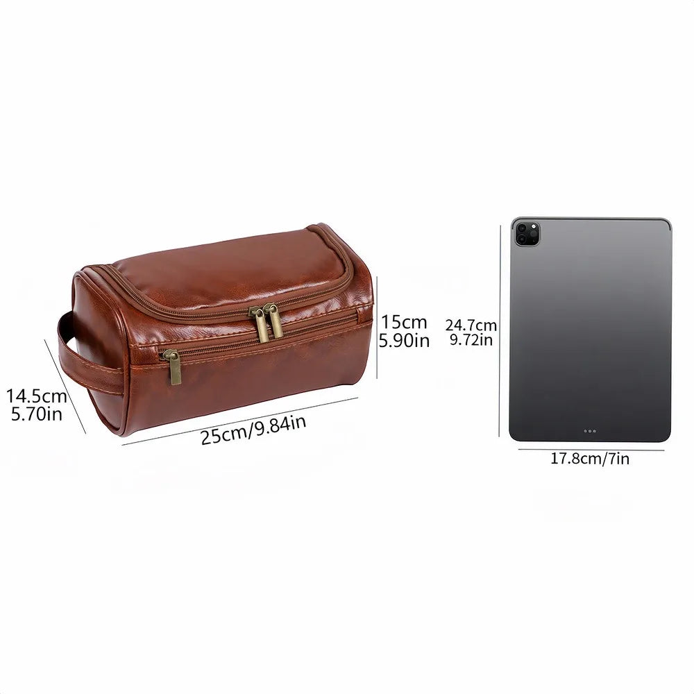 Stylish Embossed Leather Travel Cosmetic Organizer - Hook Design, Roomy Interior for Toiletries and Makeup zwq - Smarsty
