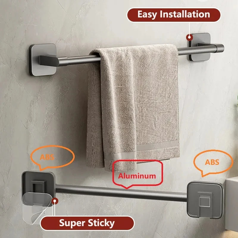 Non Perforated Suction Cup Towel Rack for Bathroom Storage - Smarsty