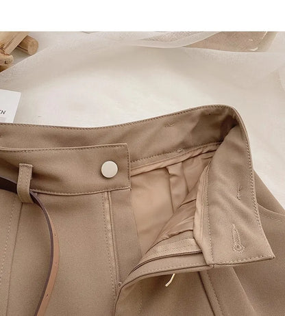 Casual Women A-Line Shorts Fashion Office Lady Commute Vintage Solid High Waist Short Pants Casual Streetwear Summer Trousers - Smarsty