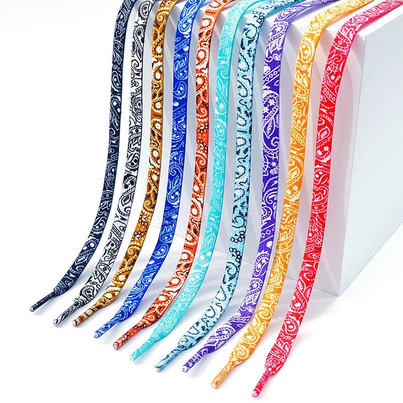 Gilding Flat Shoe Laces Cashew Flower Shoelaces for Sneakers Hand-painted Sports Casual Basketball Tennis Shoelace Shoestrings - Smarsty