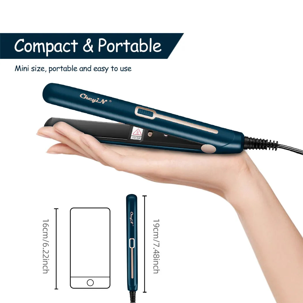 CkeyiN Mini Hair Flat Iron 2 in 1 Portable Straightener and Curler - Smarsty