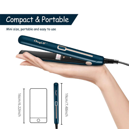 CkeyiN Mini Hair Flat Iron 2 in 1 Portable Straightener and Curler - Smarsty