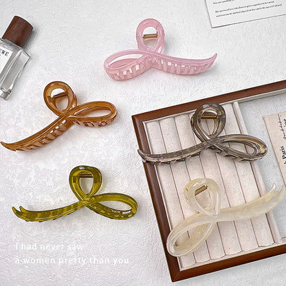 Jelly Color Bow Hair Claw Clip For Women Nonslip Hold - Smarsty