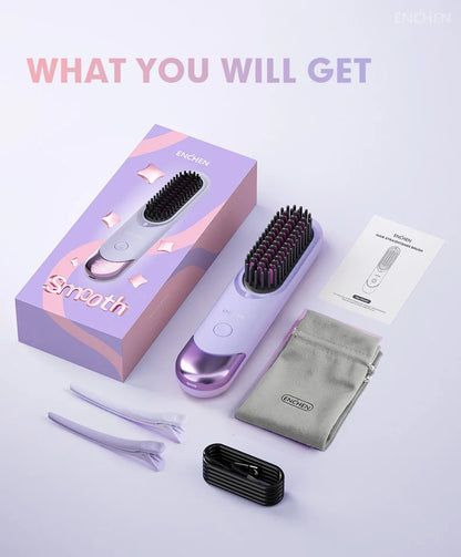 Professional Mini Straightener Brush with Negative Ions - Smarsty