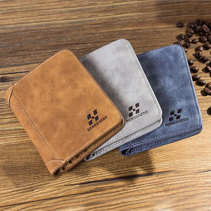 New Men Wallets Credit Card/ID Holder Vintage Brand Male Wallet High Quality PU Leather Photo Holder Foldable Short Men Purse - Smarsty