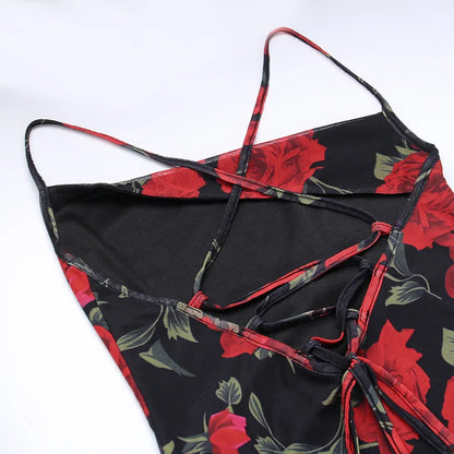 Flowers Print Spaghetti Strap Dresses Women Temperament Package Hip Bodycon Long Dress Fashion Sexy Backless Lady Slim Vestidos