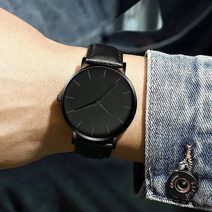 Luxury Leather Men's Sports Watch Set with Quartz Movement - Smarsty
