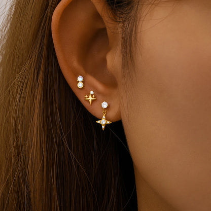 Sterling Silver Heart Zircon Stud Earrings Elegant Gift - Smarsty