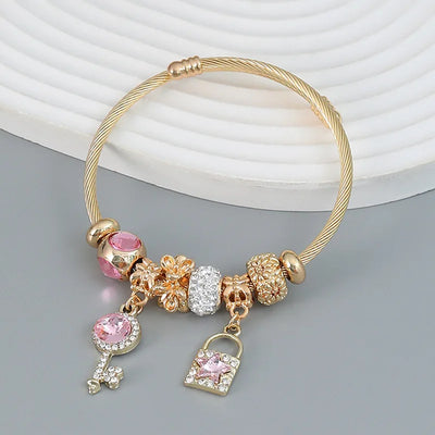 Fashion Stainless Steel Beaded Love Bracelet for Women - Smarsty