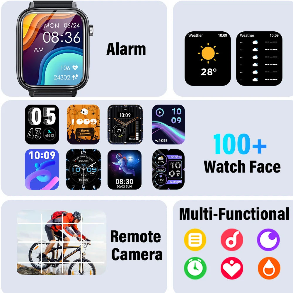 Bluetooth Smart Watch with Sleep Monitoring and IP68 Waterproof - Smarsty