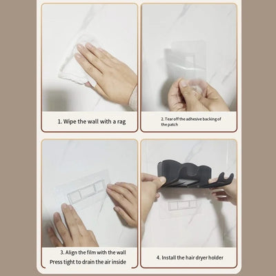 Wall Mounted Hair Dryer Storage Rack for Bathroom - Smarsty