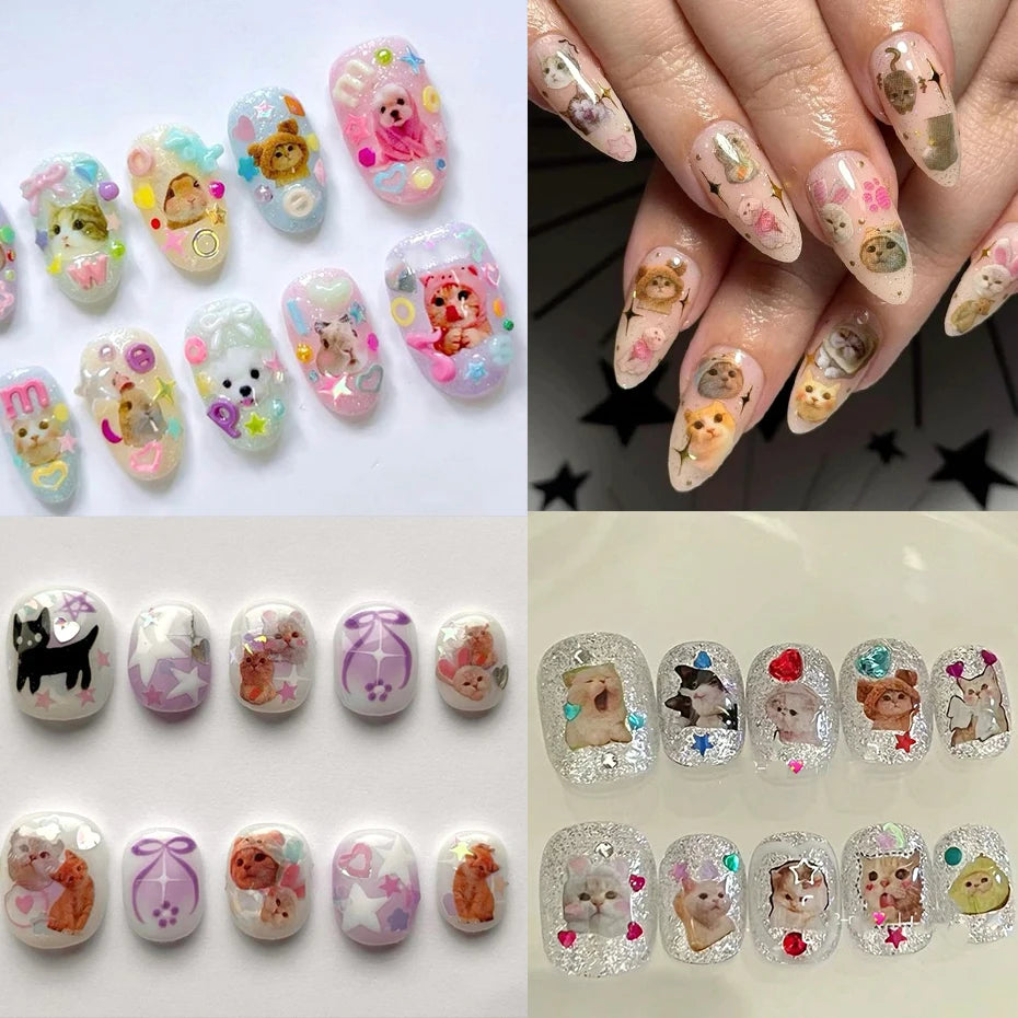 Cute 3D Cartoon Nail Art Stickers for Dogs and Cats - Smarsty