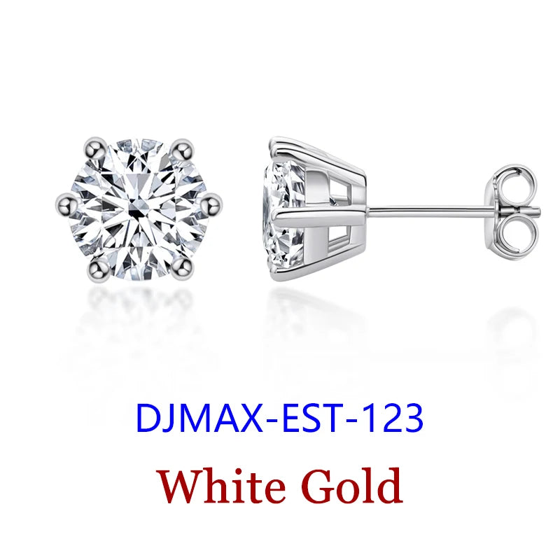 Moissanite Studs 0.5 To 2Ct Sterling Silver Screw Back - Smarsty