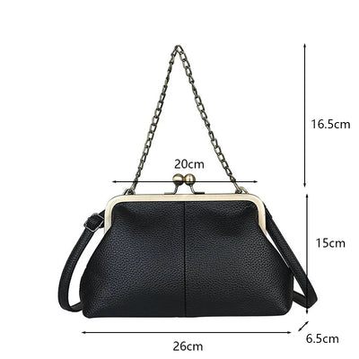 Vintage Soft Skin Shell Bag Lychee Pattern Crossbody - Smarsty
