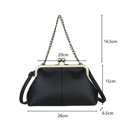 Vintage Soft Skin Shell Bag Lychee Pattern Crossbody - Smarsty