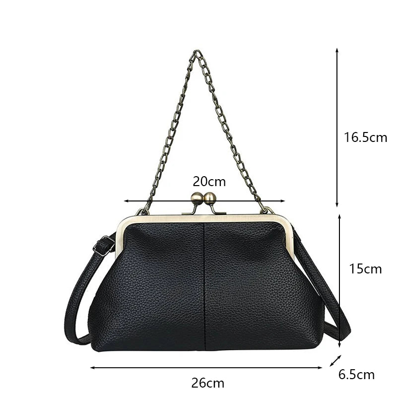 Vintage Soft Skin Shell Bag Lychee Pattern Crossbody - Smarsty