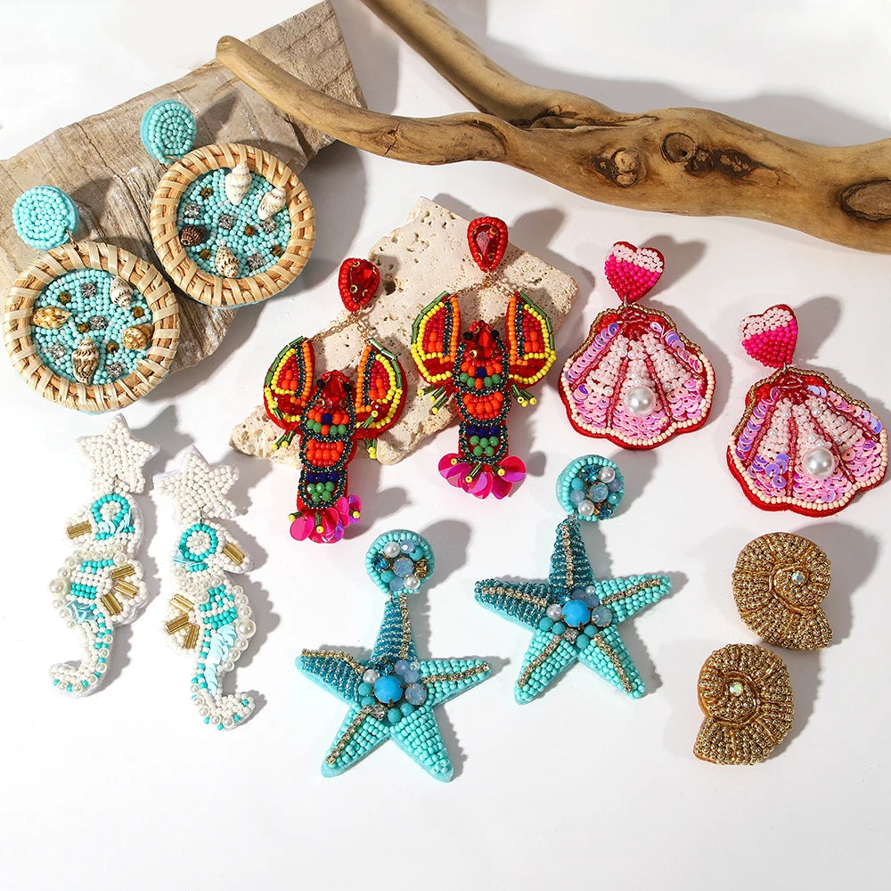 Handmade Bohemian Starfish Drop Earrings for Women - Smarsty