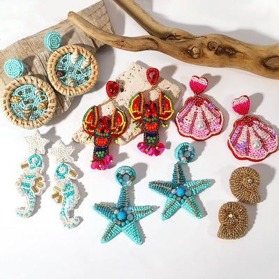 Handmade Bohemian Starfish Drop Earrings for Women - Smarsty