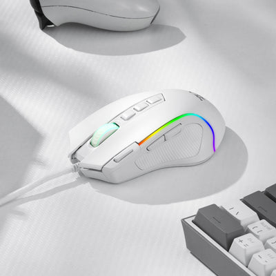 Redragon M612 Predator RGB Gaming Mouse 8000 DPI Wired Optical with 11 Programmable Buttons, White - Smarsty