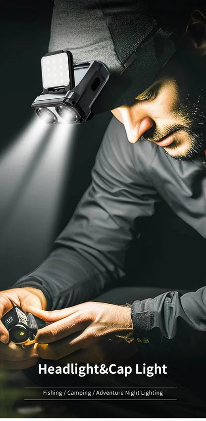 Ultra Bright Mini Rechargeable Head Lamp LED Clip on Cap Light Waterproof Sensor Hat Light Flashlight Headlamp for Fishing Camp by Smarsty