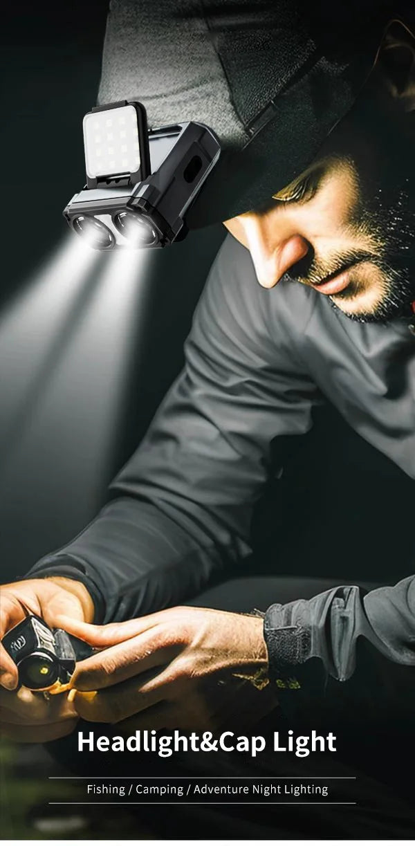 Ultra Bright Mini Rechargeable Head Lamp LED Clip on Cap Light Waterproof Sensor Hat Light Flashlight Headlamp for Fishing Camp by Smarsty