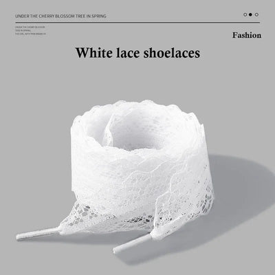 Fancy Lace Shoelaces for Women Casual Shoes 2.9CM Width Flat Shoelace for Sneakers Black White Shoe Laces Accessorices - Smarsty