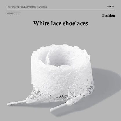 Fancy Lace Shoelaces for Women Casual Shoes 2.9CM Width Flat Shoelace for Sneakers Black White Shoe Laces Accessorices